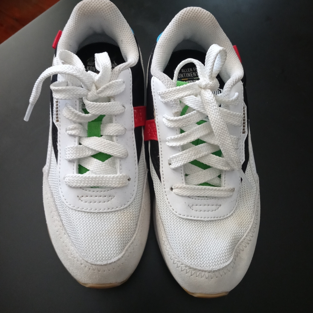 PUMA Future Rider Kids Sneakers Unisex White Black Shoes size 1C